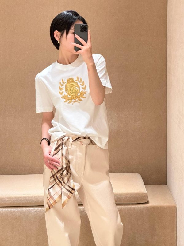 Burberry B Crest Cotton T-shirt- White