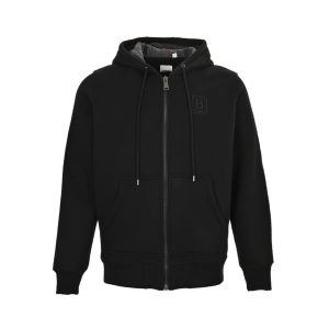 Burberry B-logo Checkered Zip-up Hoodie- Black