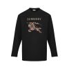 Burberry Check War Horse Embroidery Long-Sleeve T-Shirt- Black