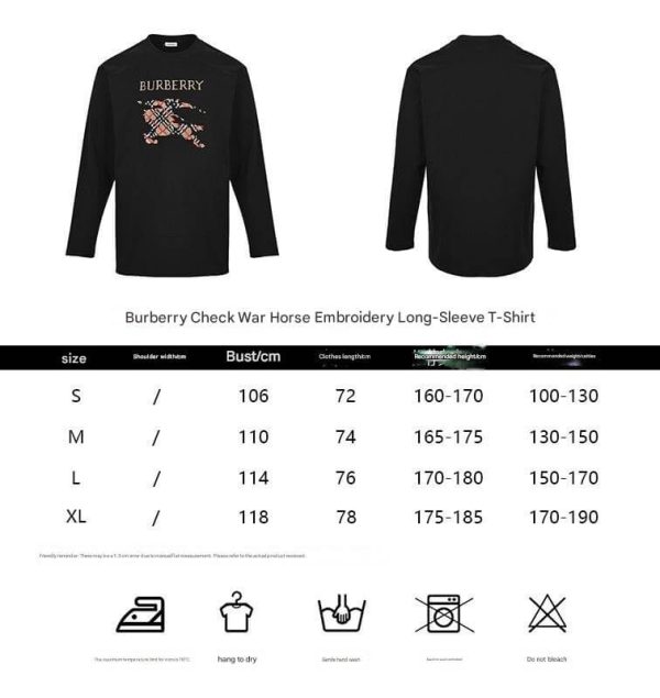 Burberry Check War Horse Embroidery Long-Sleeve T-Shirt- White