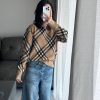 Burberry Check Wool Mohair Blend Sweater- Beige