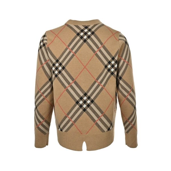 Burberry Check Wool Mohair Blend Sweater- Beige