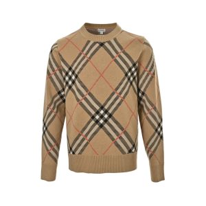 Burberry Check Wool Mohair Blend Sweater- Beige