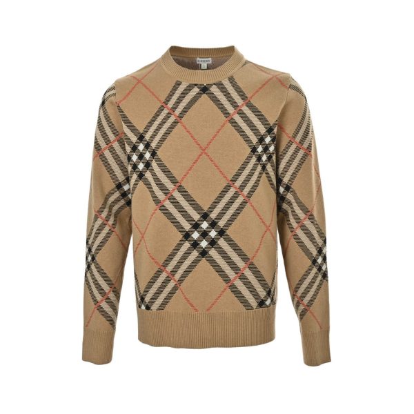 Burberry Check Wool Mohair Blend Sweater- Beige