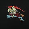 Burberry Color Logo Equestrian Embroidered Hoodie- Black