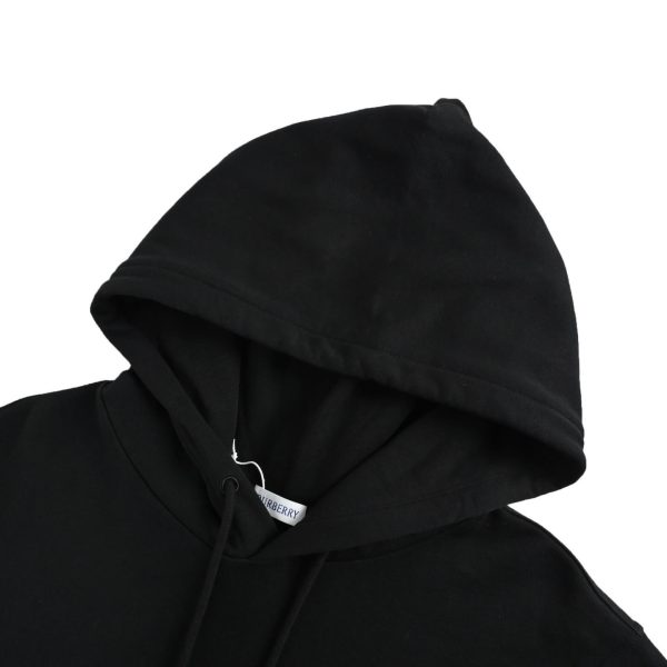 Burberry Color Logo Equestrian Embroidered Hoodie- Black