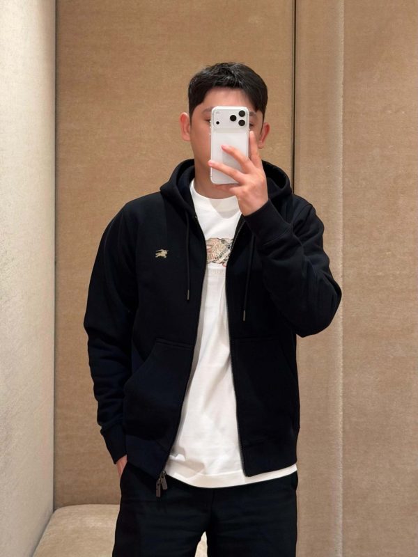 Burberry Cross Stitch EKD Cotton Hoodie- Black