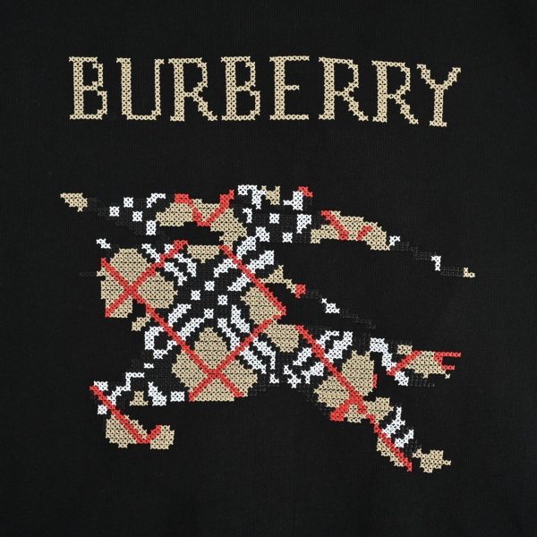 Burberry Cross Stitch EKD Cotton Hoodie- Black