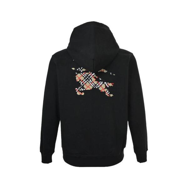 Burberry Cross Stitch EKD Cotton Hoodie- Black