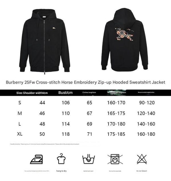 Burberry Cross Stitch EKD Cotton Hoodie- Black
