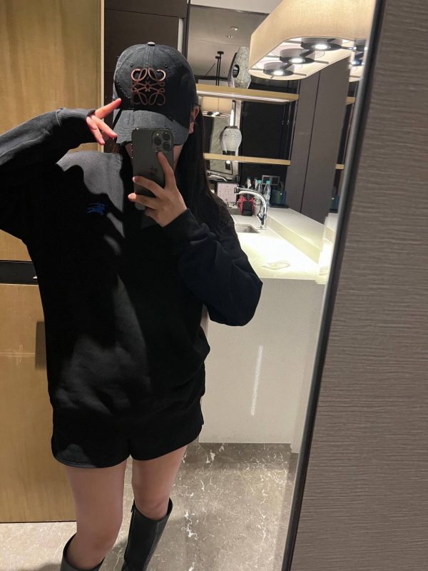 Burberry Embroidered Horse Logo Crew Neck Sweatshirt- Black