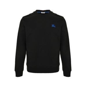 Burberry Embroidered Horse Logo Crew Neck Sweatshirt- Black