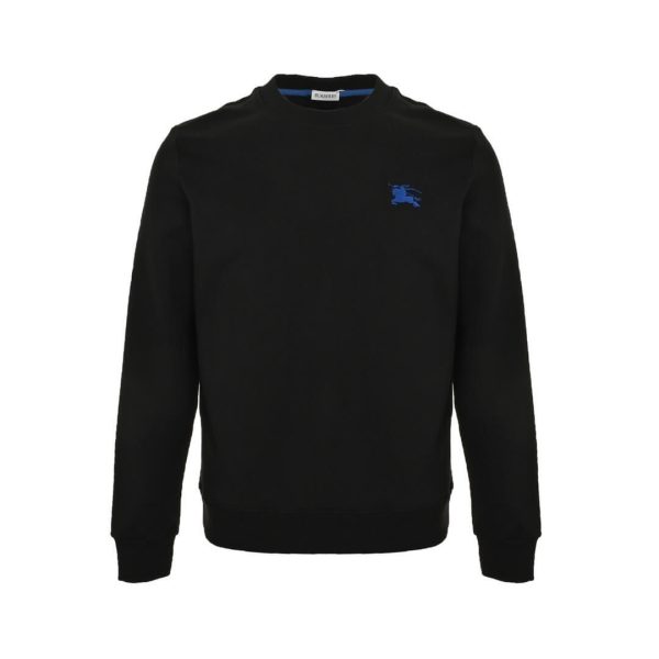 Burberry Embroidered Horse Logo Crew Neck Sweatshirt- Black