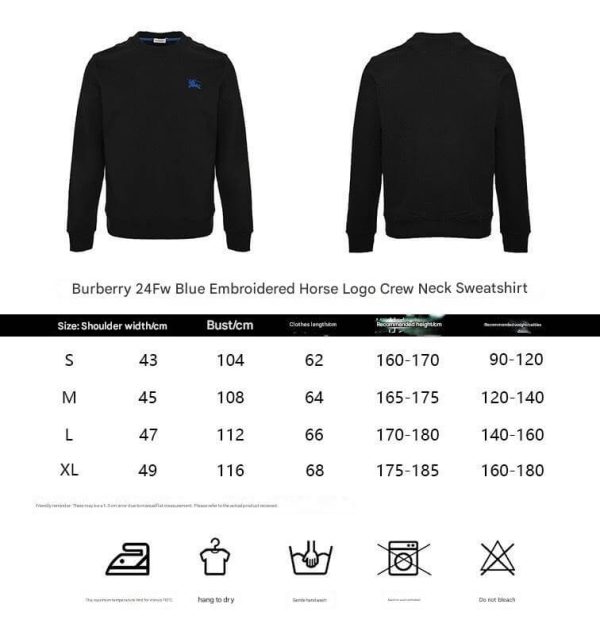 Burberry Embroidered Horse Logo Crew Neck Sweatshirt- Black