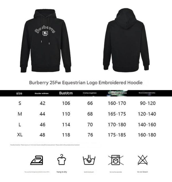 Burberry Gothic Logo Cotton Hoodie- Black
