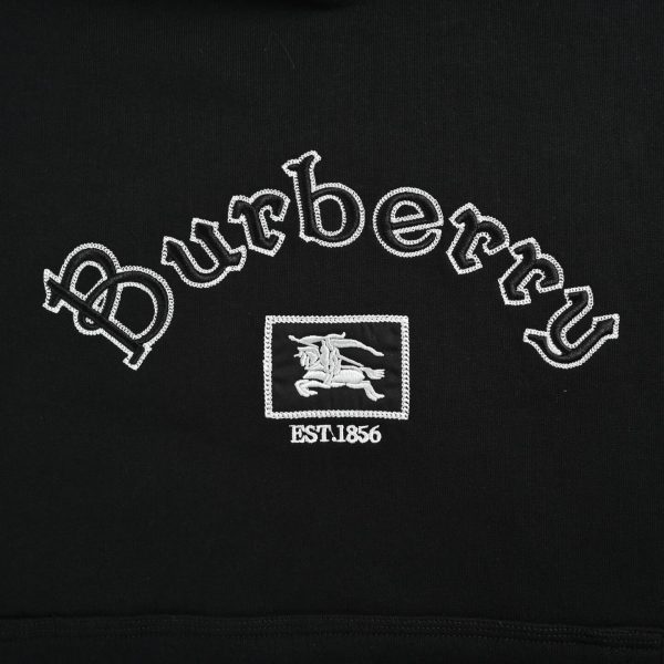 Burberry Gothic Logo Cotton Hoodie- Black