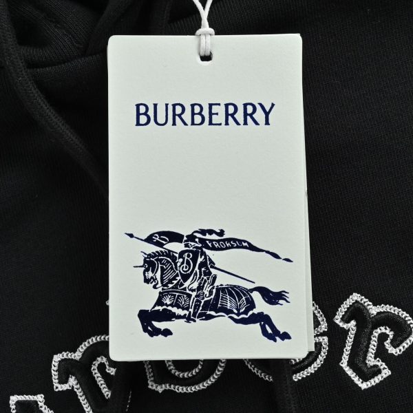 Burberry Gothic Logo Cotton Hoodie- Black