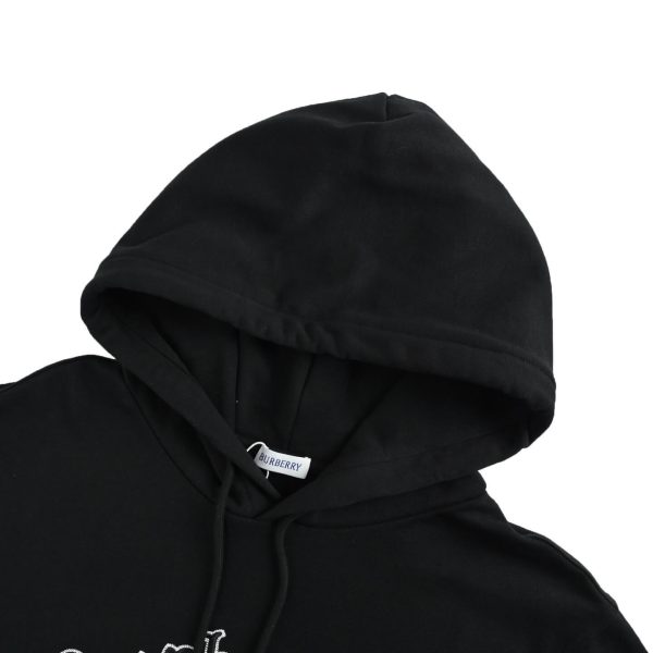 Burberry Gothic Logo Cotton Hoodie- Black