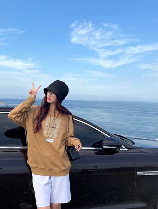 Burberry Logo-print Pullover Hoodie- Beige