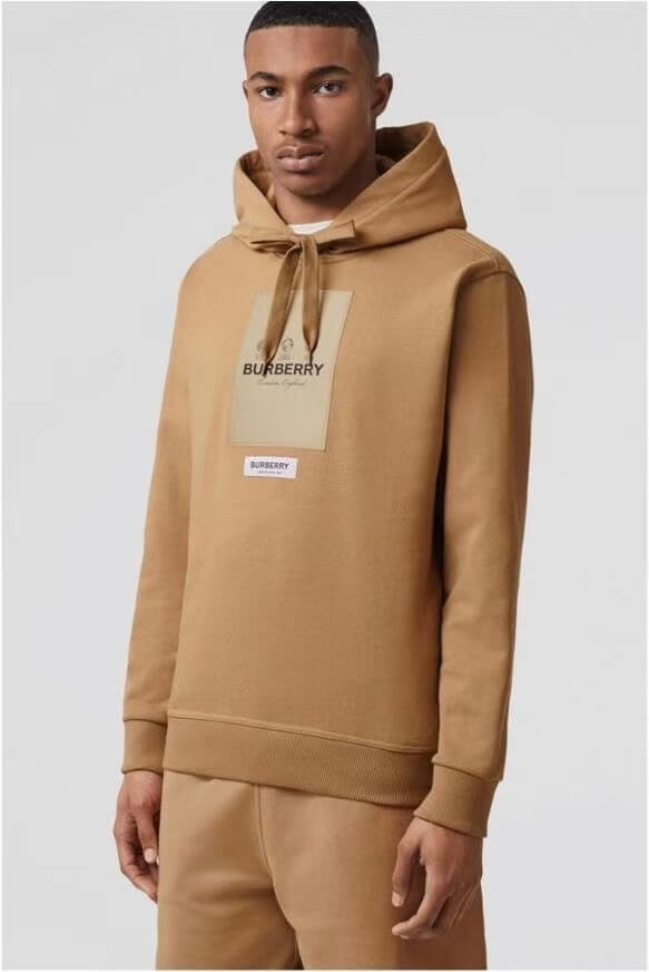 Burberry Logo-print Pullover Hoodie- Beige