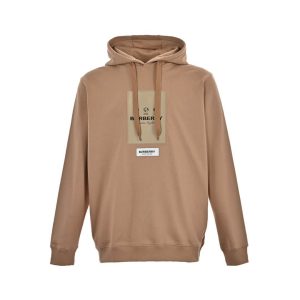 Burberry Logo-print Pullover Hoodie- Beige