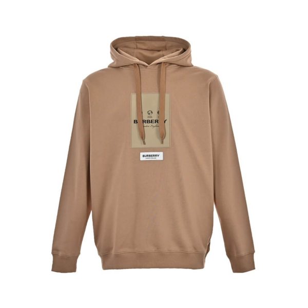 Burberry Logo-print Pullover Hoodie- Beige