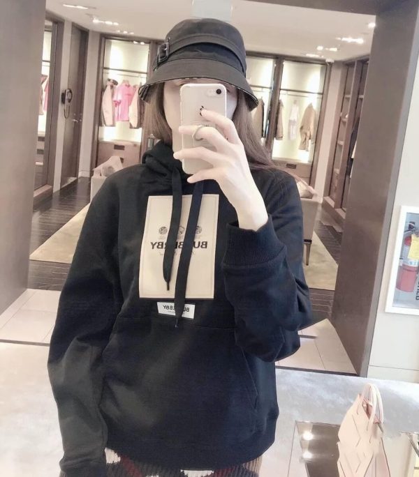 Burberry Logo-print Pullover Hoodie- Black