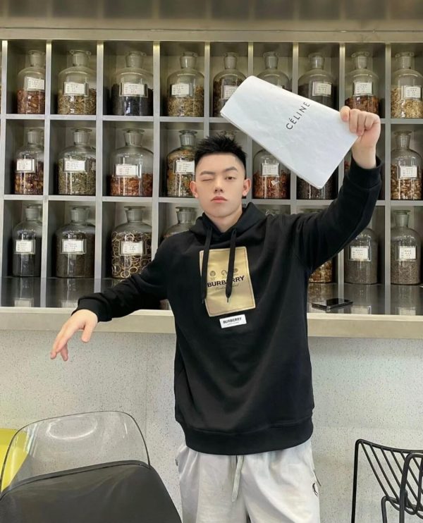 Burberry Logo-print Pullover Hoodie- Black