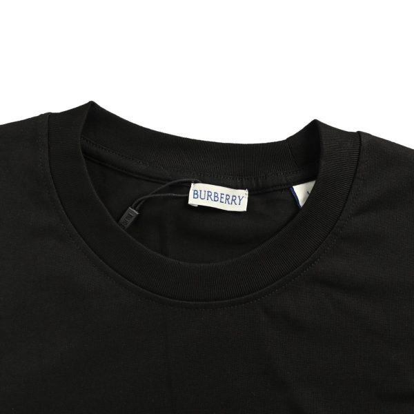 Burberry Long-sleeved Signature Logo Embroidery T-shirt- Black