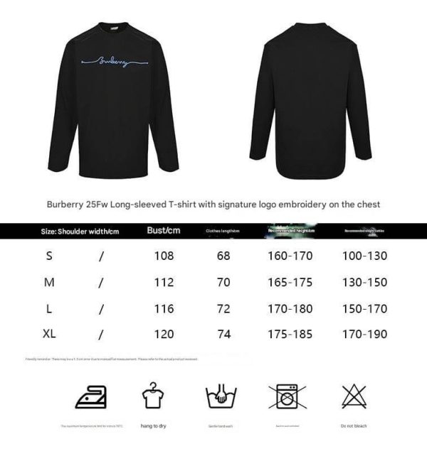 Burberry Long-sleeved Signature Logo Embroidery T-shirt- White