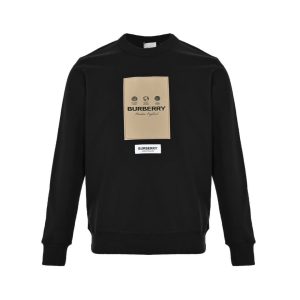 Burberry Patch Label Crew Neck Sweatshirt- Black