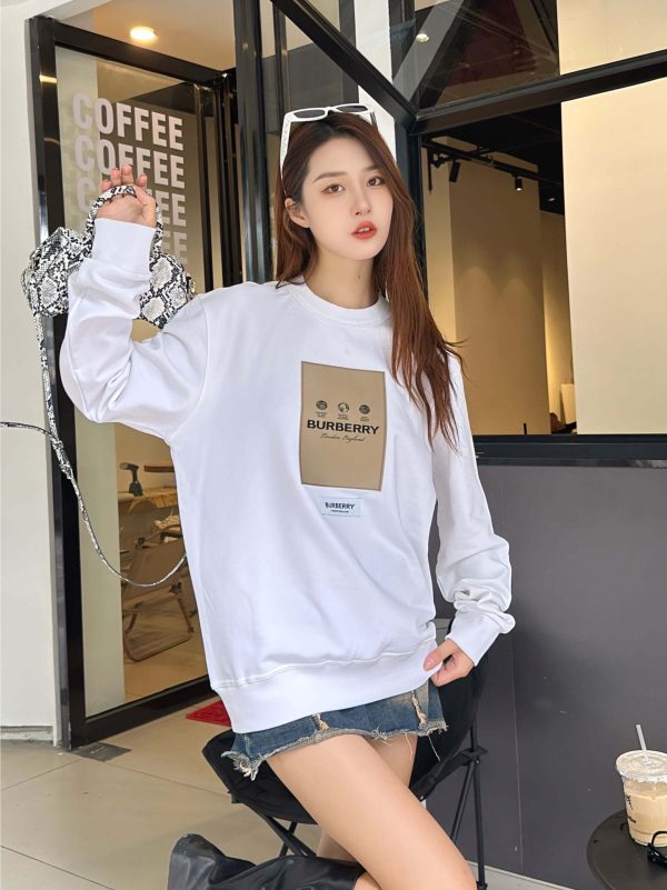 Burberry Patch Label Crew Neck Sweatshirt- White