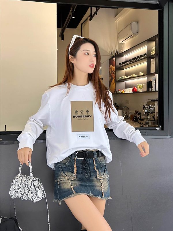 Burberry Patch Label Crew Neck Sweatshirt- White