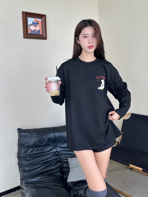 Burberry Sailboat Print Long-Sleeve T-Shirt- Black