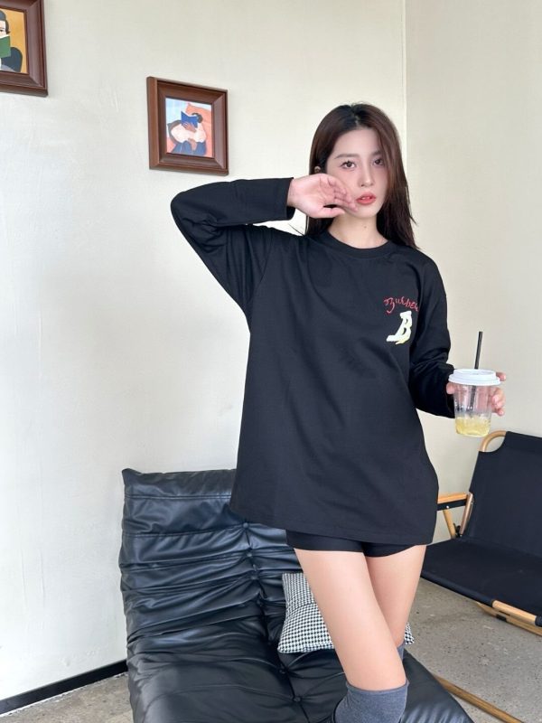 Burberry Sailboat Print Long-Sleeve T-Shirt- Black