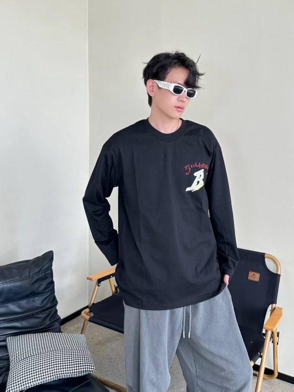 Burberry Sailboat Print Long-Sleeve T-Shirt- Black