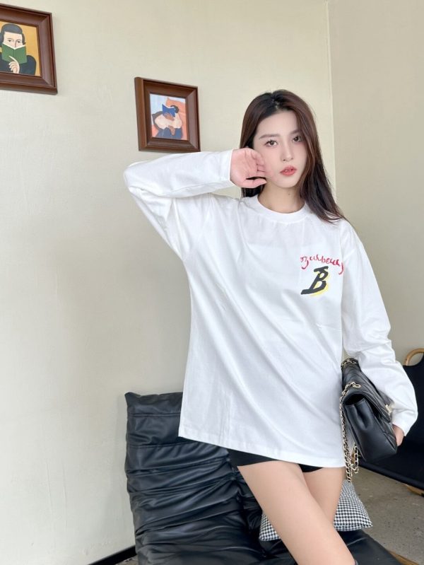 Burberry Sailboat Print Long-Sleeve T-Shirt- White