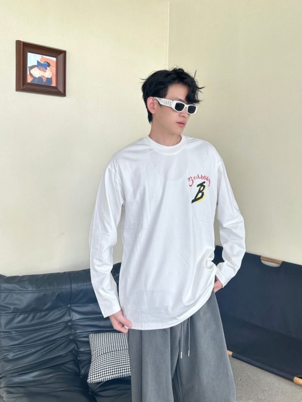 Burberry Sailboat Print Long-Sleeve T-Shirt- White