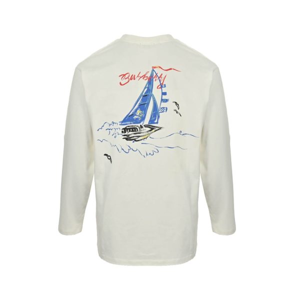 Burberry Sailboat Print Long-Sleeve T-Shirt- White