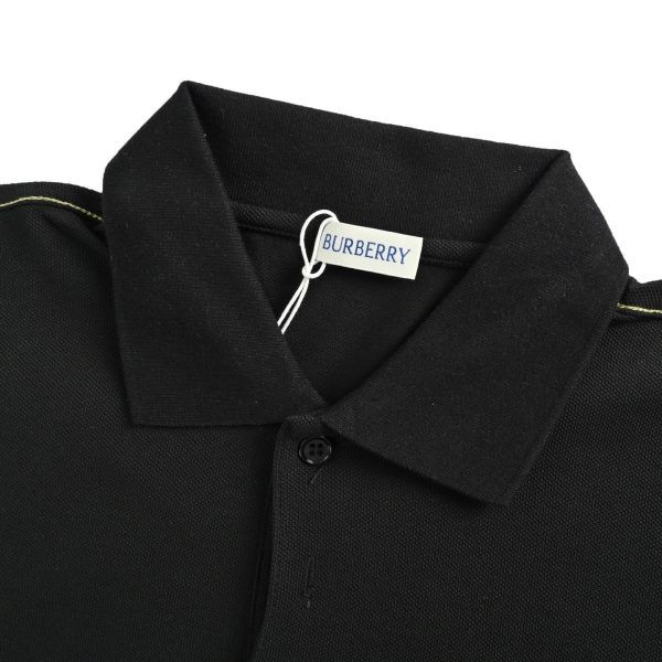 Burberry Shield Logo Embroidered Polo Shirt- Black