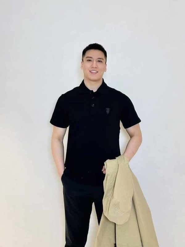 Burberry Shield Logo Embroidered Polo Shirt- Black