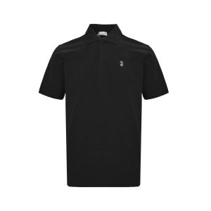 Burberry Shield Logo Embroidered Polo Shirt- Black