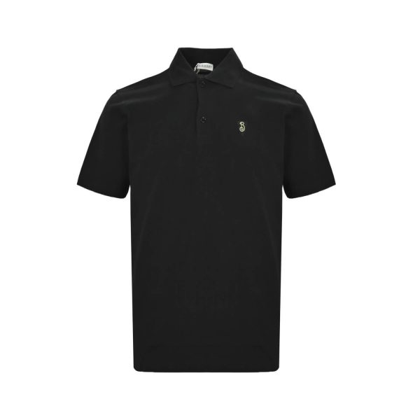 Burberry Shield Logo Embroidered Polo Shirt- Black