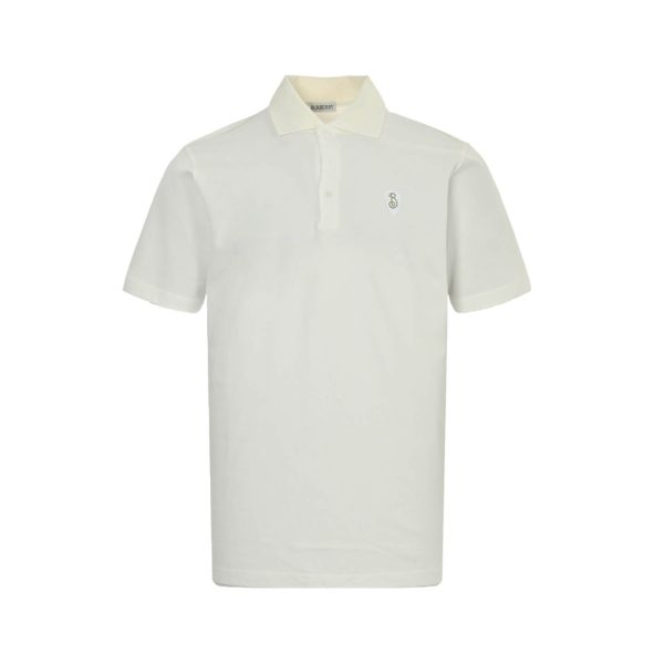 Burberry Shield Logo Embroidered Polo Shirt- White