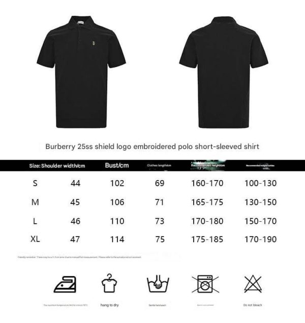 Burberry Shield Logo Embroidered Polo Shirt- Black