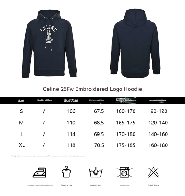 Celine Loose Hoodie in Cotton Fleece- Navy Blue