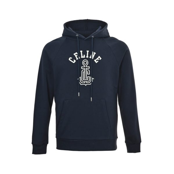 Celine Loose Hoodie in Cotton Fleece- Navy Blue