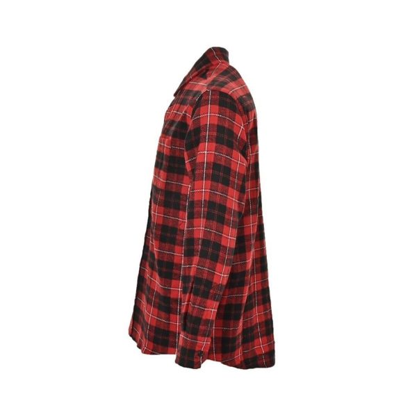 Celine Red Plaid Triomphe Embroidered Cotton Long-Sleeve Shirt- Red (10) Celine Red Plaid Triomphe Embroidered Cotton Long-Sleeve Shirt- Red