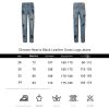 Chrome Hearts Black Leather Cross Logo Jeans- Light Blue