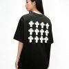 Chrome Hearts Distressed Washed Appliqué Embroidered T-shirt- Black